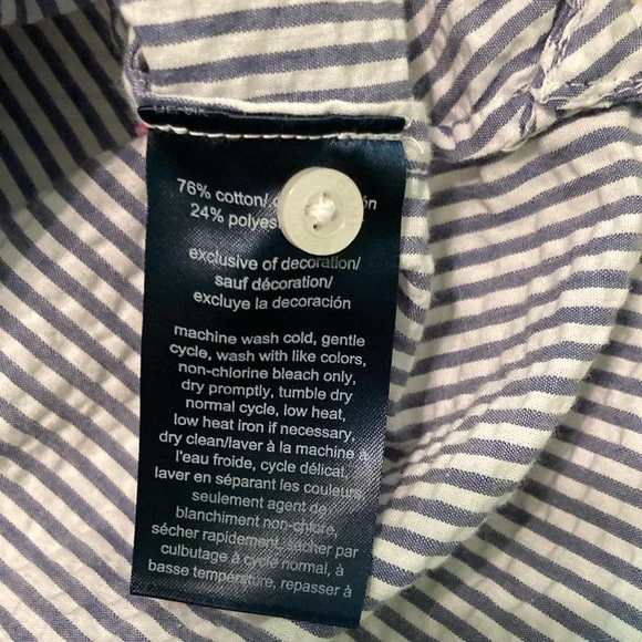 Tommy Hilfiger Blue and White Sleeveless Button Down Shirt - Picture 6 of 7